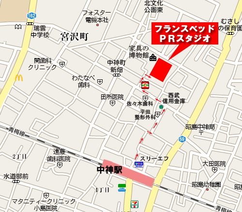 フランスベッド東京地図